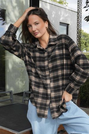 Patrick Plaid Brushed Cotton Shirt Black
